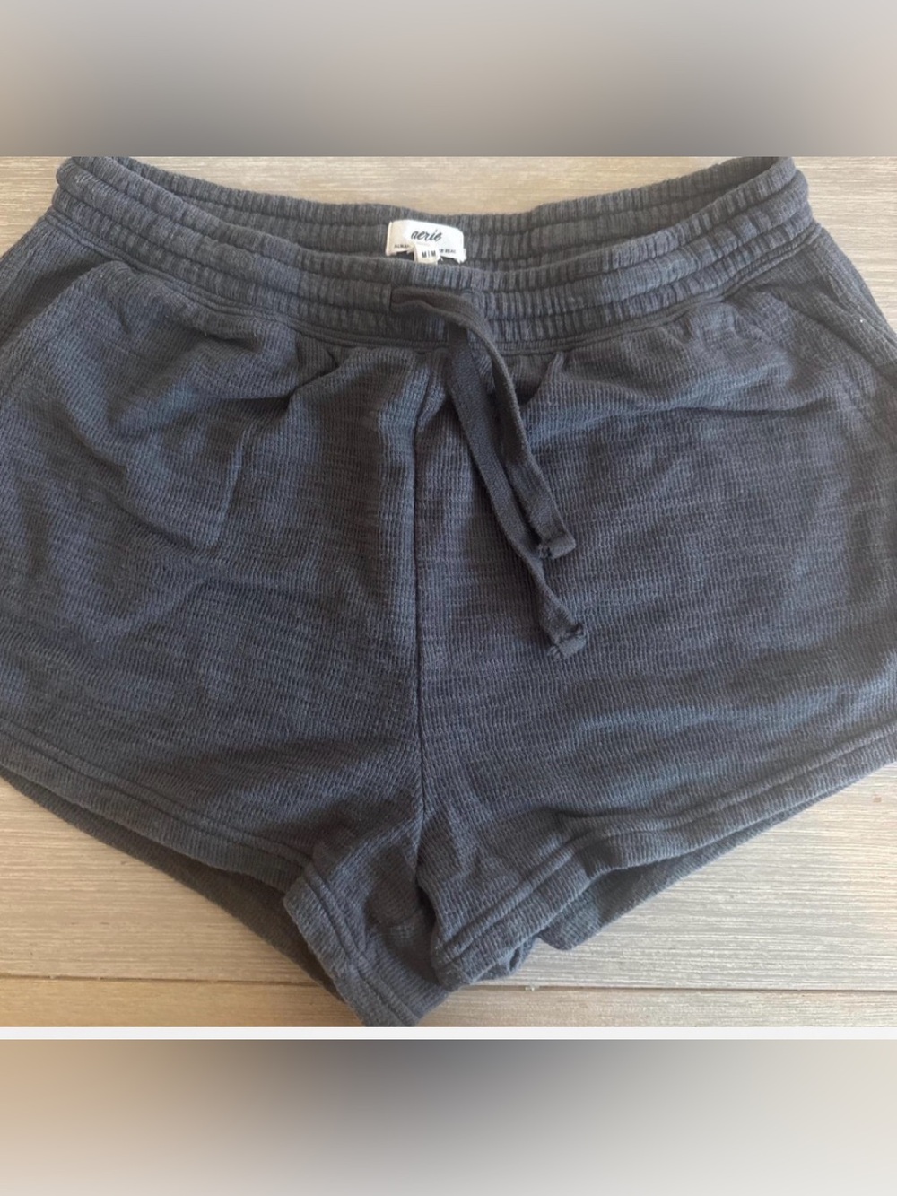 aerie Charcoal Ribbed Drawstring Athletic Shorts size medium